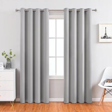 Blackout Curtains 63" L x 52" W, 2-Panel Thermal Insulated Drapes, Dark Grey – Compatible with Standard Windows
