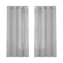 Linen Sheer Curtains Silver 52x63 in 2 Panels