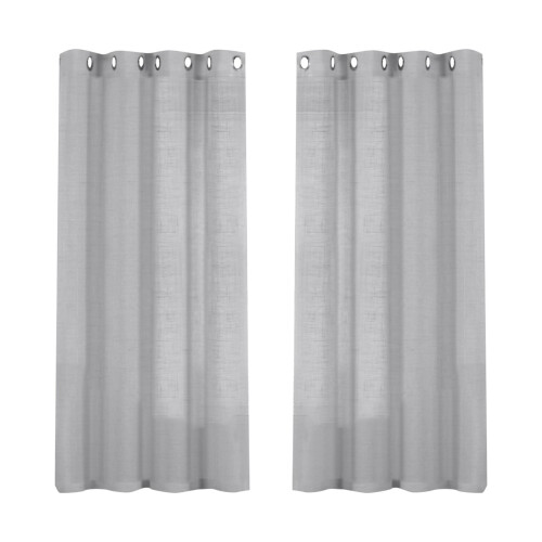 Linen Sheer Curtains Silver 52x63 in 2 Panels