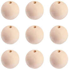 Perles en bois brut 40 mm, lot de 30