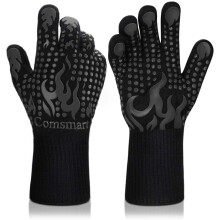 Gants de barbecue résistants à la chaleur jusqu'à 800 C (1472 F), en silicone antidérapant et longs.