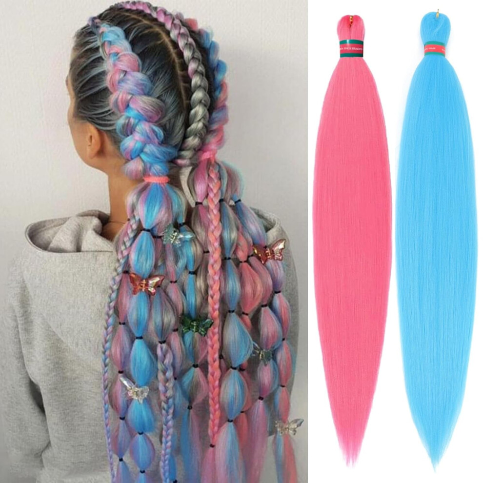 Lavender Purple Pre stretched Braiding Hair 2 Packs Pre feathered Braid Hair Extensions 30 Inches Kanekalon Hair Braids