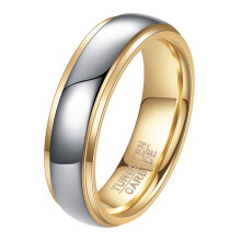 Unisex-volframikarbidi-sinettisormus, kaksivärinen, 6 mm, koko 10