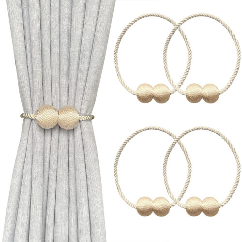 6 Pack Magnetic Curtain Tiebacks, Decorative Curtain Holdbacks for Window Décor