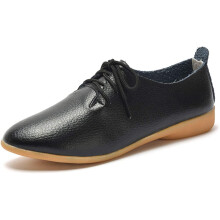 Klassischer Damenschuh aus Leder, Schnürschuh, flacher Absatz, Oxford-Stil