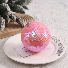 Christmas Ornament, Pink Sequin Ball Hanging Decoration Sparkling Glitter Ornament for Christmas Tree Holiday Party Home Decor 2025