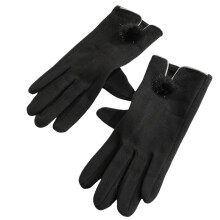 Women's Winter Suede Gloves with Faux Fur Cuffs – Warm, Windproof, Cold Weather Gloves for Driving, Walking, Skiing – Compatible with Outdoor Use