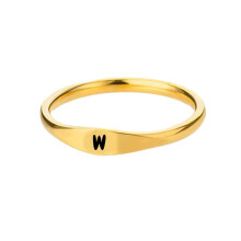 Damenring aus Edelstahl in Gold mit dem Buchstaben AZ, Größe 6