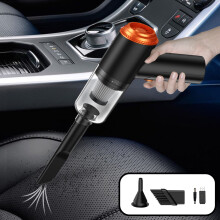 2-i-1 USB genopladelig håndstøvsuger og luftfjerner med 3 tilbehør, bærbar ministøvsuger til hjemmet, kontoret, bilen - kompatibel med