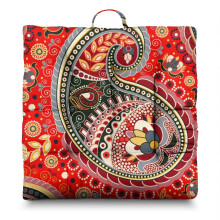 Paisley Meditation Mat for Sitting on Floor, Boho Square Floor Cushion for Yoga and Mindfulness 22 x 22