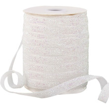 50Yards Metallic Glitter Ribbon 3/8inch White Sparkle Ribbon Sewing Craft Trim Polyester Glitter Ribbon