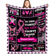 Breast Cancer Awareness Pink Ribbon Flannel Throw Blanket (60x80"), Soft Warm Survivor Gift – Compatible with All Beds