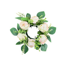 Peony Candlestick Wreath - Artificial Floral Centerpiece for Holiday, Wedding & Home Decoration - Stylish Table Decor for Candle Displays