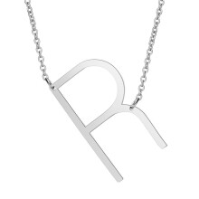Colar com pingente de inicial de 26 letras (A a Z) em aço inoxidável, estilo hip hop, para homens e mulheres. Colar com pingente personalizado com