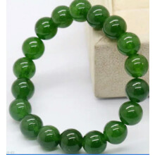 Men Natural 8-18mm Dark Green Jade Round Gemstone Beads Stretchy Bangle Bracelet-10mm