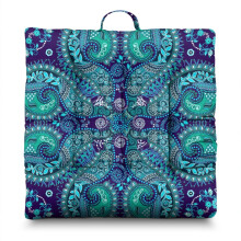 Boho Paisley Meditation Mat 22"x22", Square Floor Pillow for Yoga & Relaxation Indoors/Outdoors