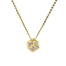 Colier personalizat cu pandantiv placat cu aur de 14K, zirconiu cubic strălucitor, 24 de inci, lungime, pentru femei, cadou