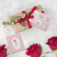 Galentines Day Party Favors,Stereoscopic Mommy’s Day Qixi Romance Day Teacher’s Day Classic Rose Flower Message Greeting Card
