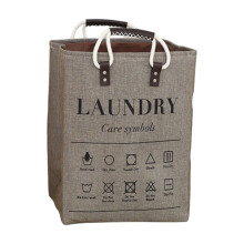 Linen Laundry Basket, Large size,Foldable Freestanding Hamper with Handles for Laundry Room, College Dorm, Bedroom, Bathroom, Space-Saving Storage