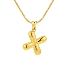 Colar feminino Trendy26 em aço inoxidável com pingente de letras iniciais do alfabeto, estilo choker, com corrente redonda em formato de cobra.
