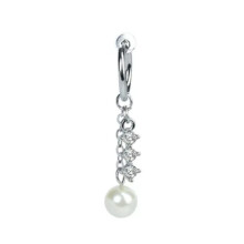 Falsk piercing navleklips navleringer Falsk magepiercing - sølvperle