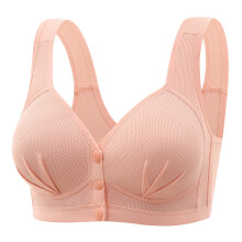 Sutiã sem aro com fecho frontal, cobertura total, sustentação para seios grandes, confortável, cor ouro rosa, tamanho 44.