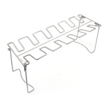 Support pliable en acier inoxydable pour cuisses de poulet (lot de 5) avec bac de récupération des graisses, idéal pour le barbecue (12 pilons),
