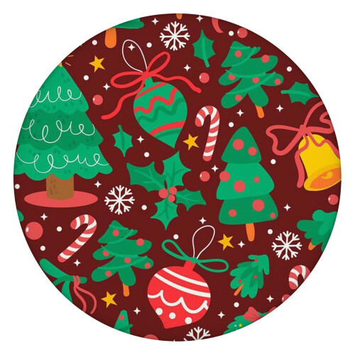 Toalha de mesa redonda de Natal de 52 polegadas com bainha elástica – Compatível com a maioria das mesas