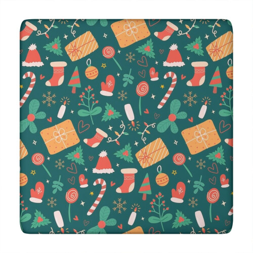 Toalha de mesa natalina lavável com acabamento elástico, quadrada de 86 x 86 cm (34 x 34 polegadas), resistente a rugas, pronta para uso assim que