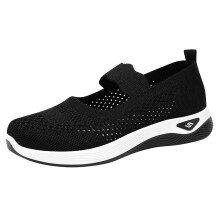 Sapatos casuais femininos de malha, sem cadarço, com sola macia, respiráveis, modernos e confortáveis, estilo mocassim, bico redondo e salto baixo