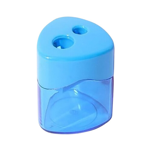 Temperamatite con coperchio, portatile, a doppio foro, in plastica, compatto, colorato, per casa e ufficio.
