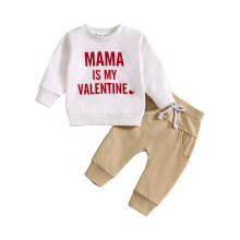 Baby meisjes 2-delige outfitset: top met lange mouwen en letterprint & broek, wit, 18-24 maanden