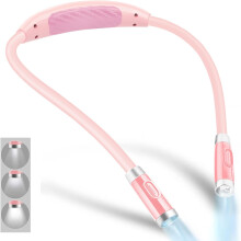 Lampe de lecture LED rechargeable pour le cou, 3 niveaux de luminosité, bras flexibles en silicone, idéale pour la lecture au lit, les loisirs