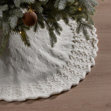 Jupe de sapin de Noël tricotée, motif flocons de neige, 91 cm (36 pouces)