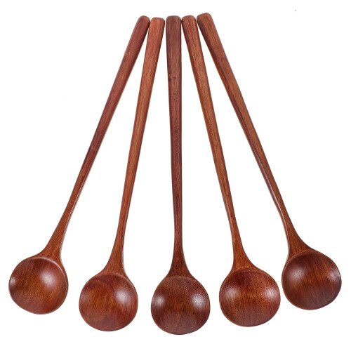 Cucharas de madera, material de madera, 5 piezas, remover, 28 cm