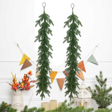 Guirlanda de Natal artificial de 1,2 m, com hera artificial, folhas e galhos falsos para decoração de interiores e exteriores – ideal para casa,
