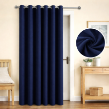 (Navy Blue, 66" x 84" (Single Panel)) Blackout Eyelet Curtains Pair Luxury Insulated Heavy Thermal Ring Top Ready Made Curtain Panel Free Tieback