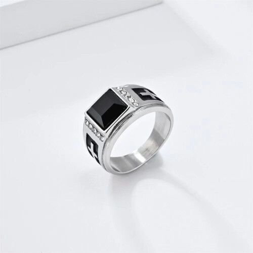 Men's Stainless Steel Cross Ring Silver Size 8 2