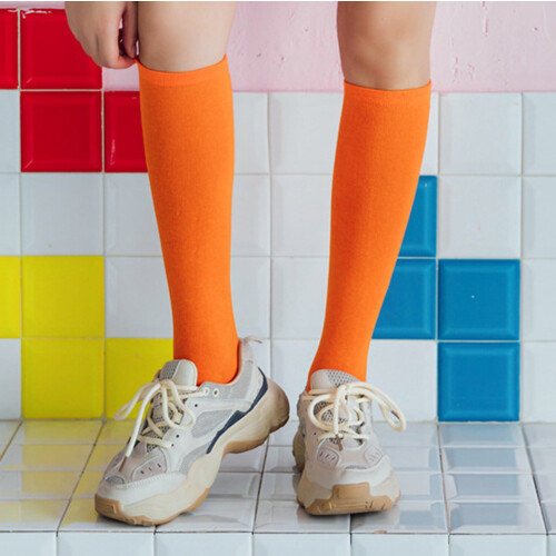 Women's Knee-High Compression Socks Cotton Orange One Size 1