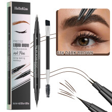(03#DARK BROWN) Hellokiss 2in1 Double Head Eyebrow Pencil Waterproof Sweatproof Long Lasting Makeup