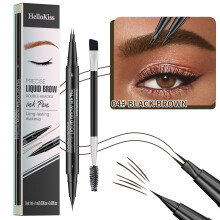 (04#BLACK BROWN) Hellokiss 2in1 Double Head Eyebrow Pencil Waterproof Sweatproof Long Lasting Makeup