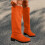 Women's Orange Suede Mid-Calf Winter Boots 2
