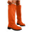 Women's Orange Suede Mid-Calf Winter Boots Low Heel 8