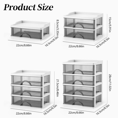 Stackable Clear Drawer Desktop Organizer, Plastic Sliding Drawer Storage, Compatible with Small Office & Home Use 1