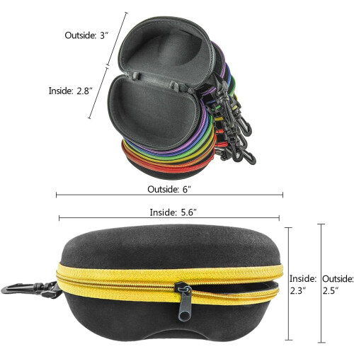 Hard Shell Sunglasses Case with Zipper and Plastic Hook 1