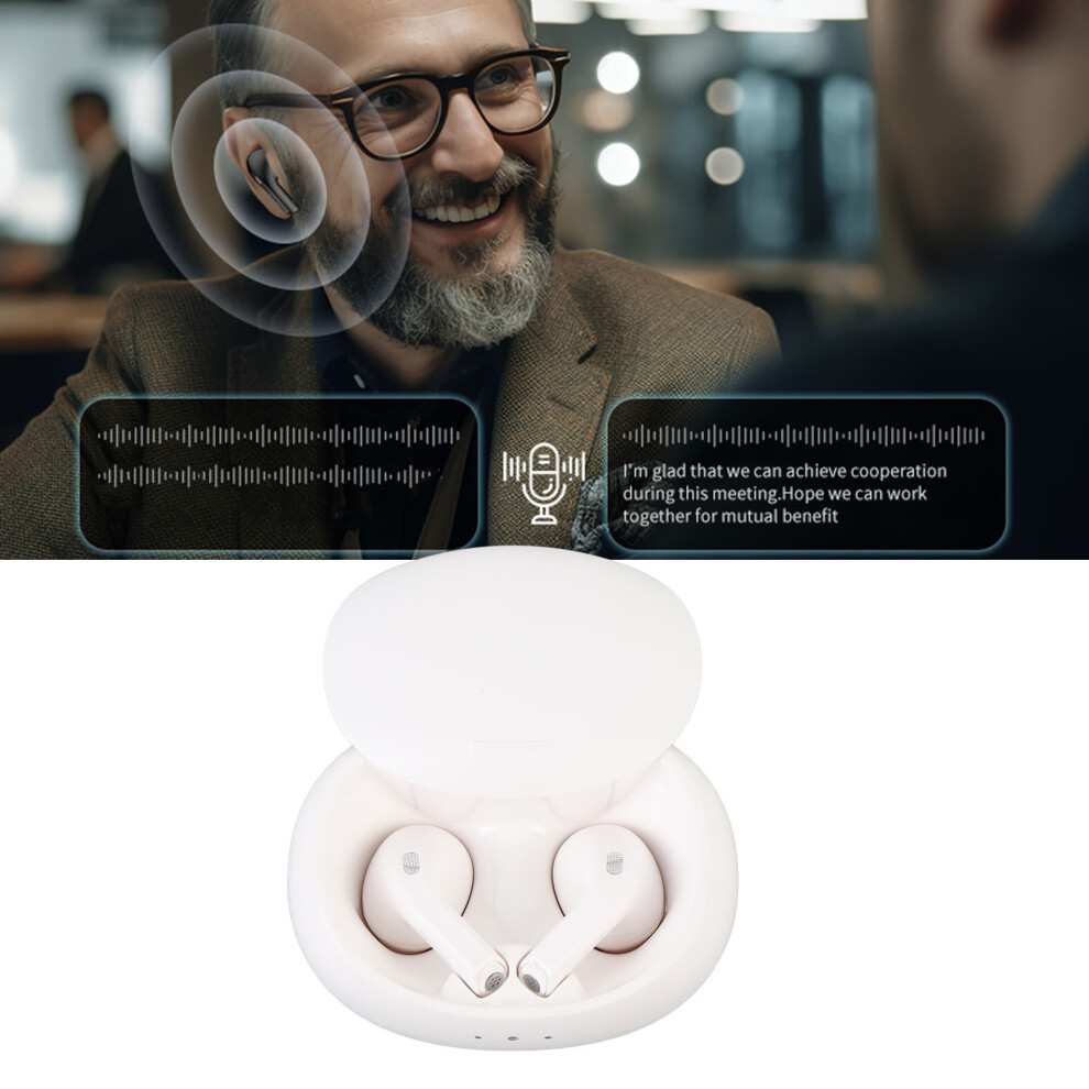 Wireless Translator Earbuds App 74 Languages Noise Cancelling White 7901391765895