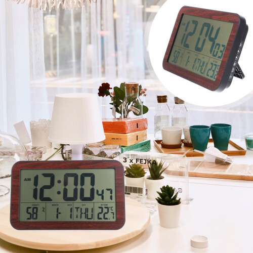 Temperature Clock Digital Wall Clock Black Plastic 1Pack 1