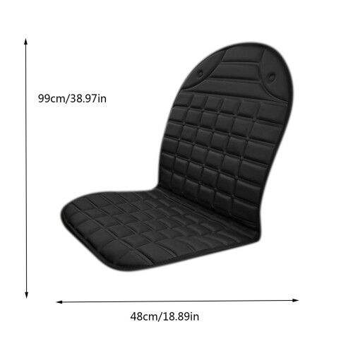 Almofada de assento de carro aquecida 12V preta universal 99x49cm 2
