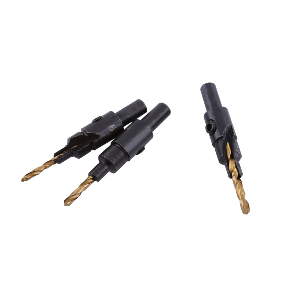 5Pcs Hss Countersink Drill Bits 1/4Â Round Shank Woodworking Chamfering Kit 4941393045697