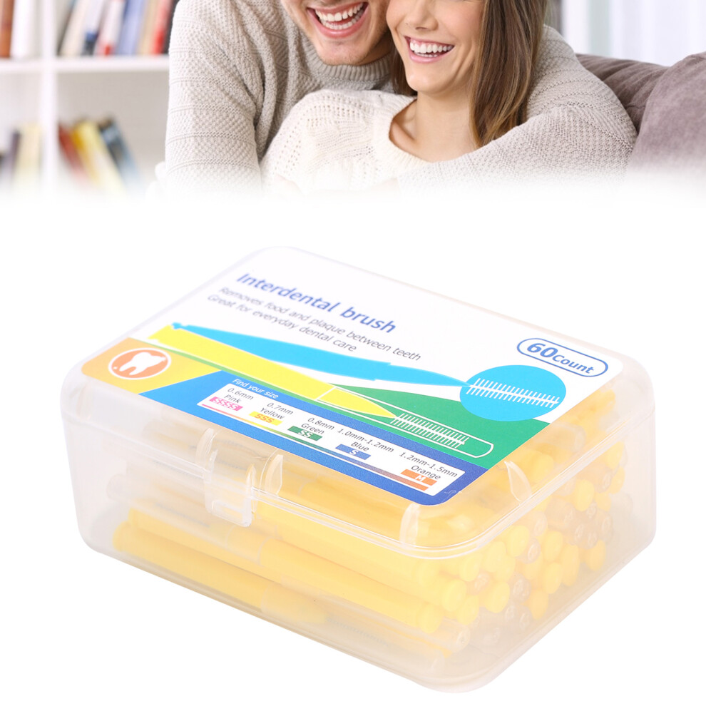 Yellow 60Pcs Orthodontic Interdental Brushes For Teeth Cleaning